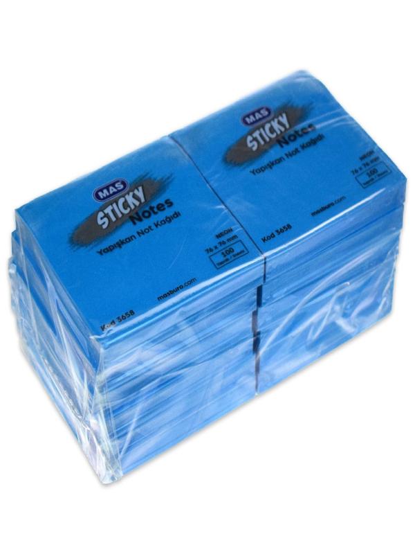 MAS YAPIŞKANLI NOT KAĞIDI 76*76 NEON 100 S MAVİ 3658