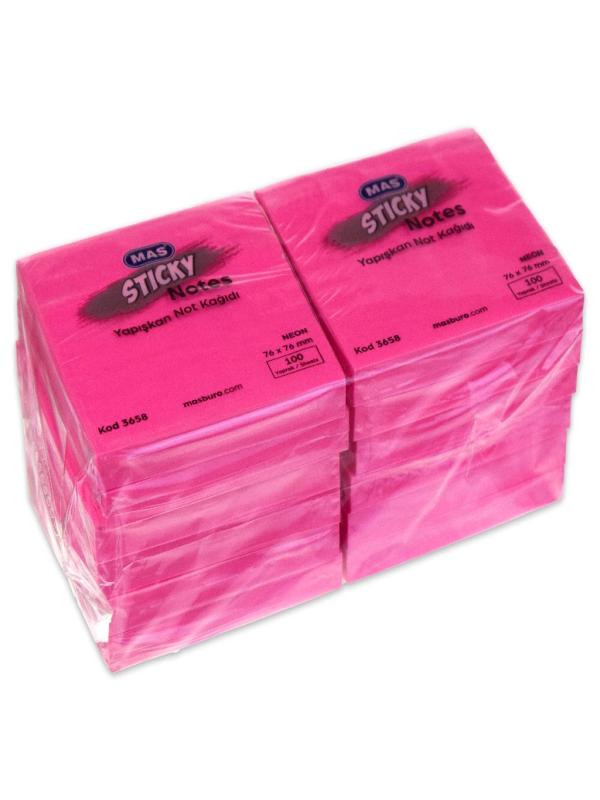 MAS YAPIŞKANLI NOT KAĞIDI 76*76 NEON 100 S PEMBE 3658