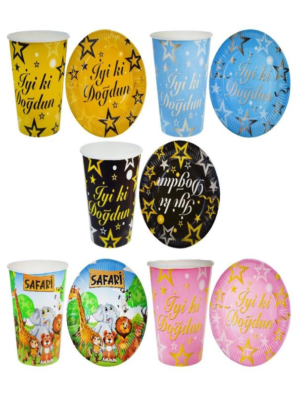 8 Lİ KARTON BARDAK -TABAK SET K100 UCR-046