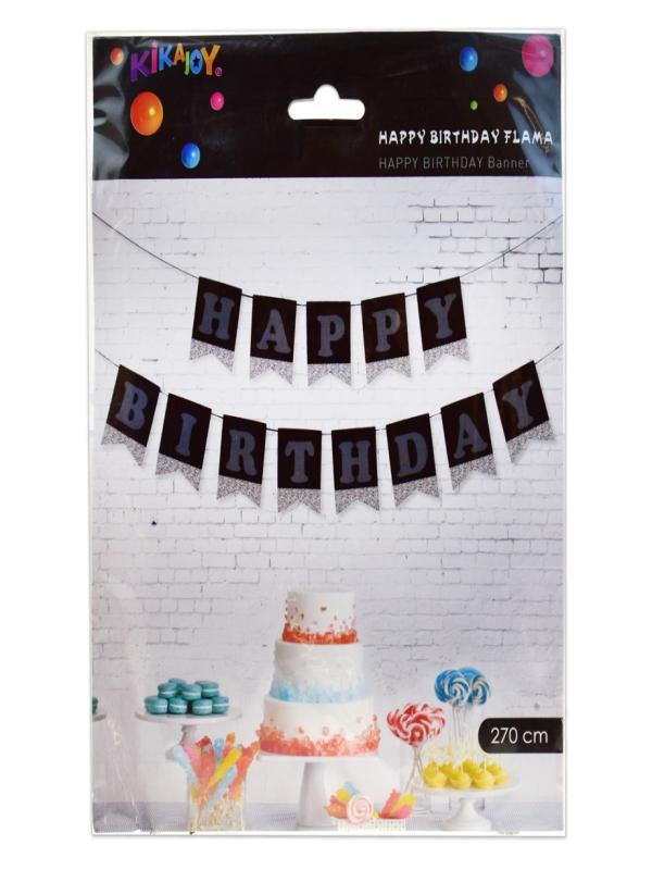HAPPY BIRTHDAY HARF AFİŞ SİMLİ SİYAH GÜMÜŞ BNR69
