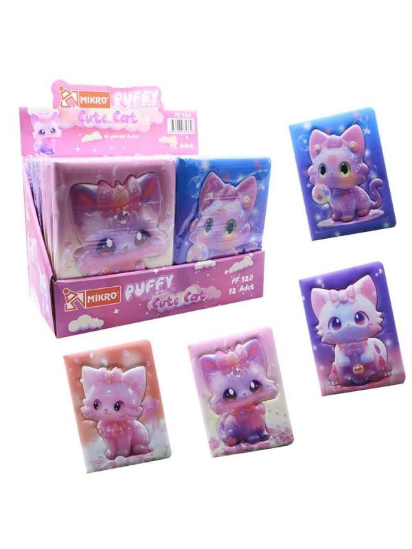 MİKRO PUFFY CUTE CAT NOT DEFTERİ PF-120