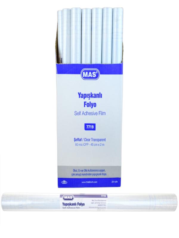 MAS YAPIŞKANLI PVC RULO 80 MİC.45*200CM ŞEFFAF 7719