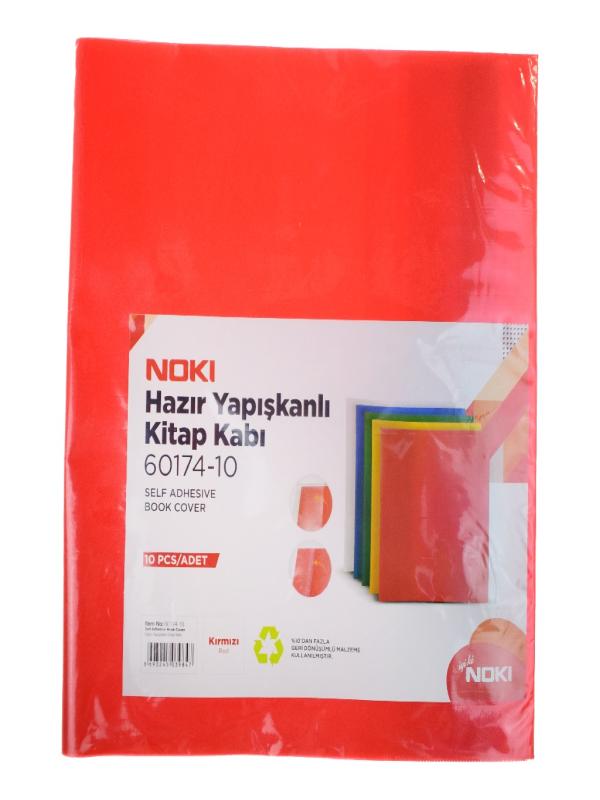 NOKİ HAZIR YAPIŞKANLI KİTAP KABI 10 LU KIRMIZI 60174-10