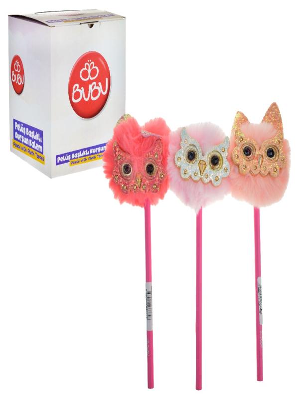 BU-BU PELUŞ GÖZLÜKLÜ BAYKUŞ BAŞLIKLI KURŞUN KALEM BKK005