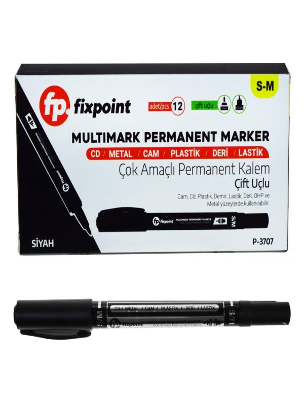 FİXPOİNT PARMANENT KALEM ÇİFT UÇLU S/M SİYAH P-3707