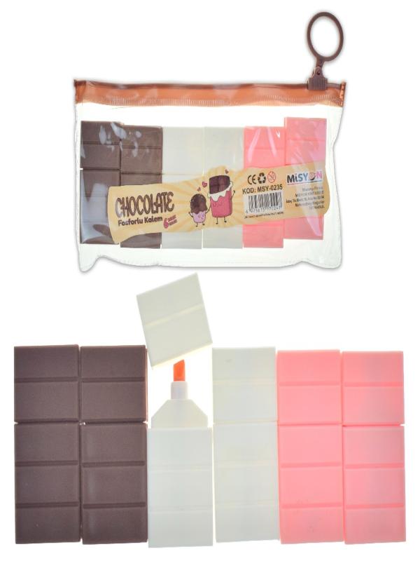 MİSYON ÇİKOLATA FOSFORLU KALEM 6 RENK 0235