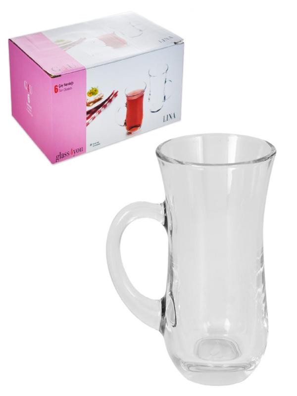 55783 GLASSYOU LİNA 6 LI KULPLU ÇAY BARDAK