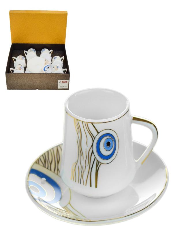 ACERO GÖZ DESENLİ BEYAZ PORSELEN FİNCAN TAKIMI 6 LI 30725