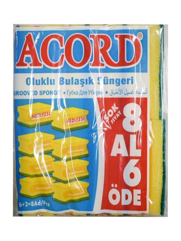 ACORD BULAŞIK SÜNGERİ 8 AL 6 ÖDE OLUKLU 584