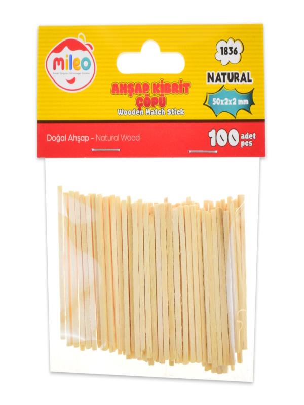 AHŞAP ÇUBUK KİBRİT ÇÖPÜ 2*2*50 MM NATUREL 1836