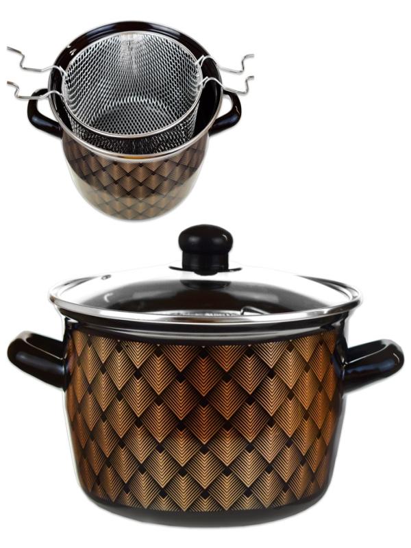 ALEV EMAYE FRİTÖZ TENCERE CAM KAPAK 22 CM