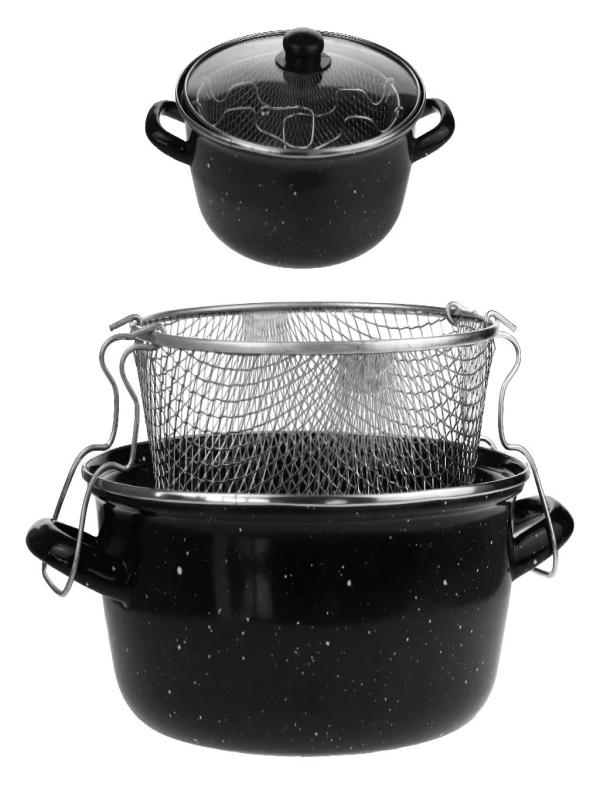 ALEV EMAYE FRİTÖZ TENCERE CAM KAPAK 24 CM