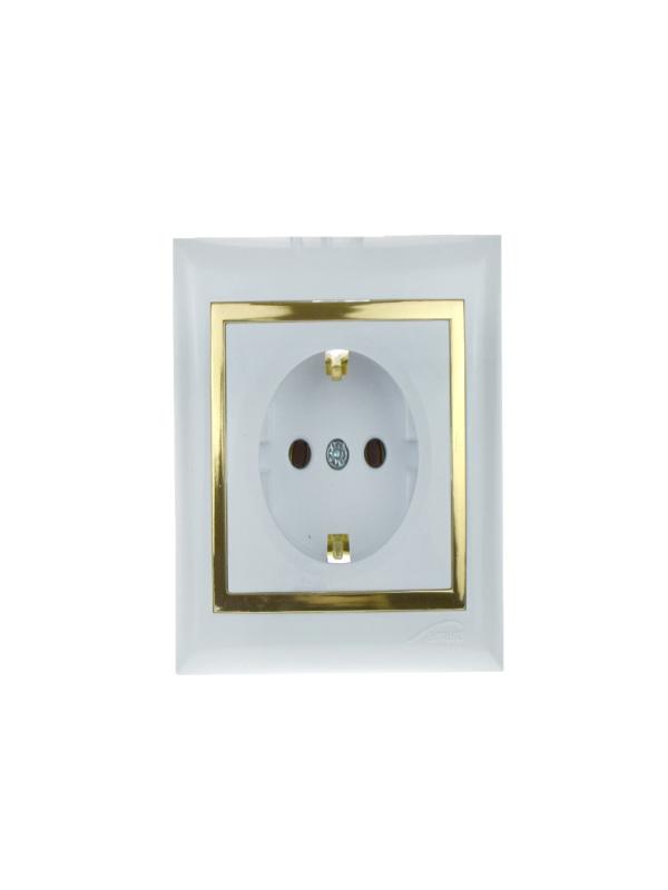 ALMERA TOPRAKLI PRİZ BUZ BEYAZ+VARAK