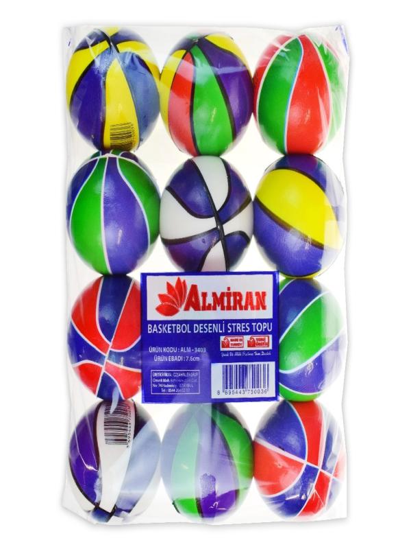 ALMİRAN BASKETBOL DESENLİ STRES TOPU ALM3403