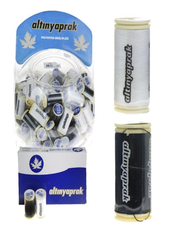 ALTINYAPRAK DİKİŞ İPLİĞİ 100 MT BEYAZ - SİYAH 180 Lİ