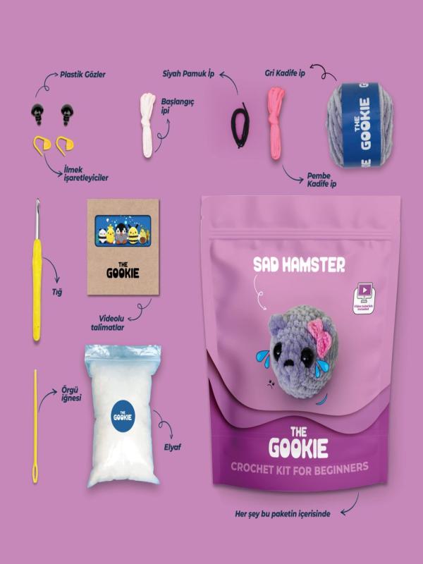 AMİGURUMİ TIĞ KİTİ SAD HAMSTER 9090