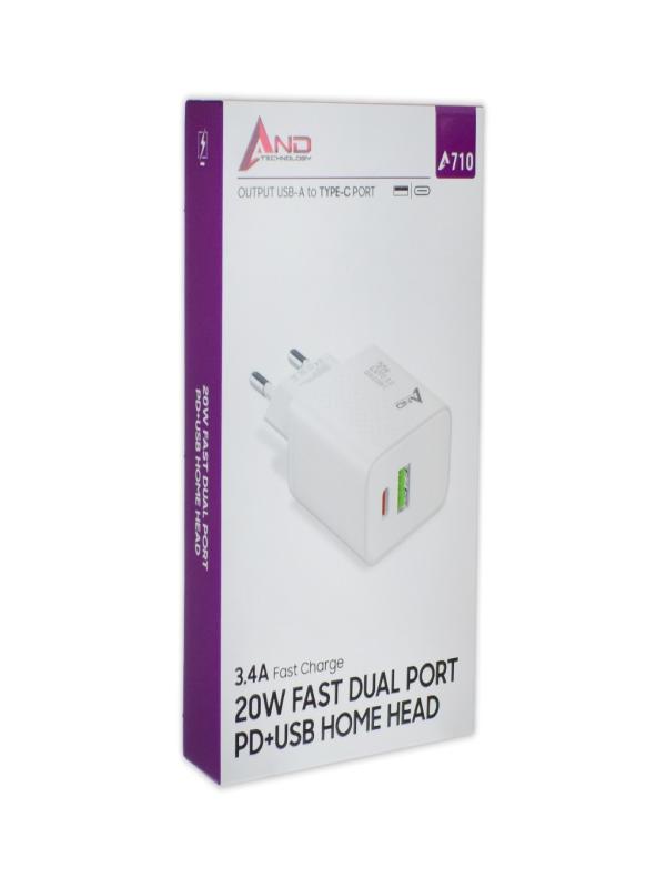 AND ÇİFTLİ USB PD KAFA HIZLI ŞARJ BAŞLIK 20W 3,4A AND-710