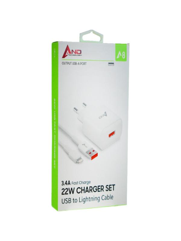 AND LİGHTNİNG 22 W 3,4 A ŞARJ SET AND-A8