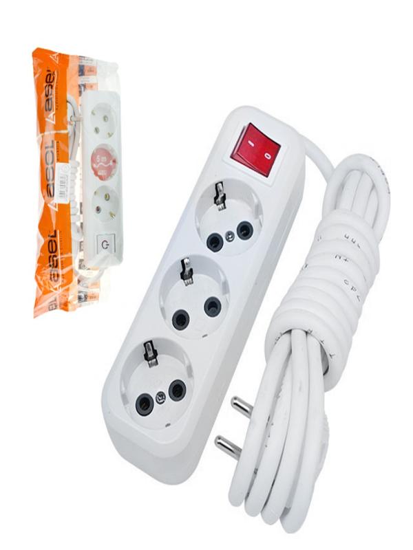 ASEL 3 LÜ 5 MT ANAHTARLI GRUP PRİZ