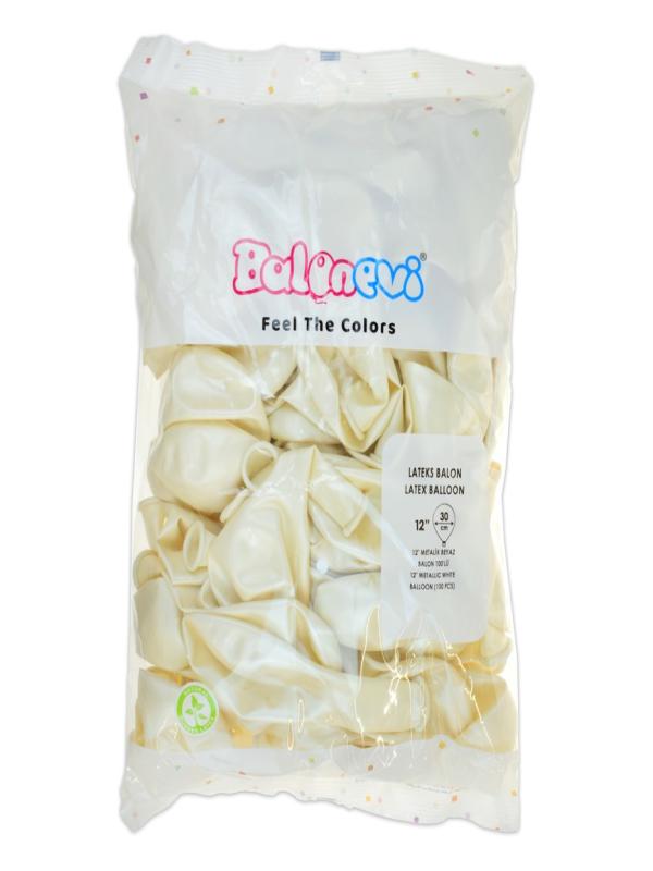 BALONEVİ METALİK BEYAZ BALON 12**