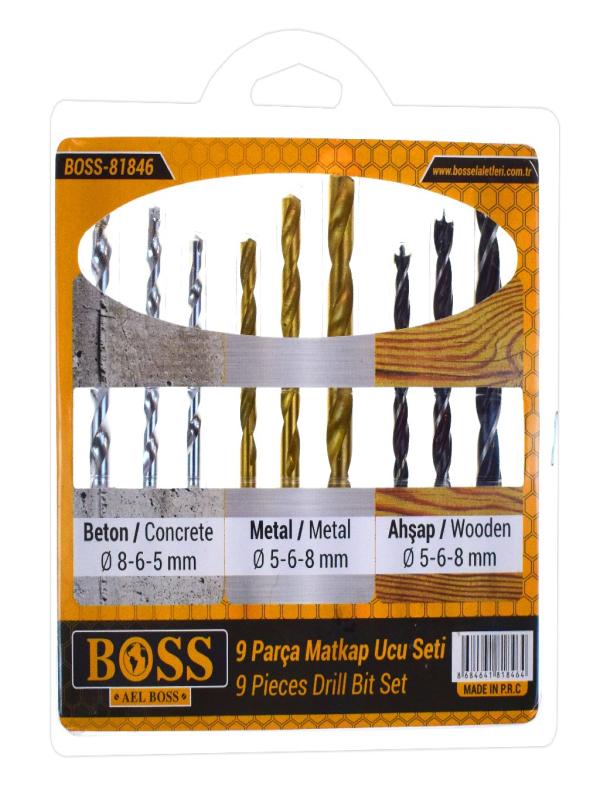 BOSS MATKAP UÇ SETİ VAKUMLU 9PCS 81846