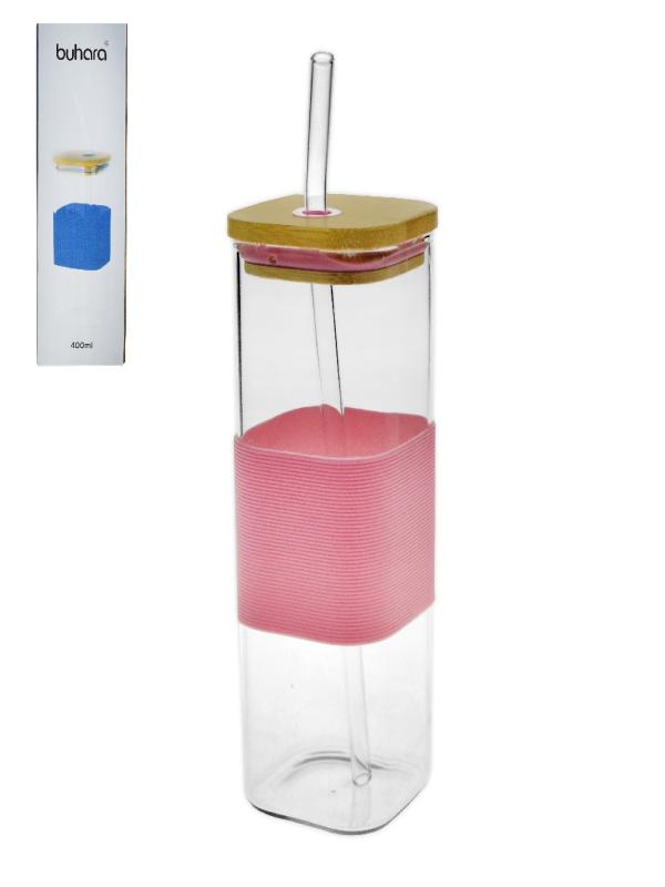 BUHARA SİLİKONLU KARE PİPETLİ BARDAK 400 ML BHR-4795