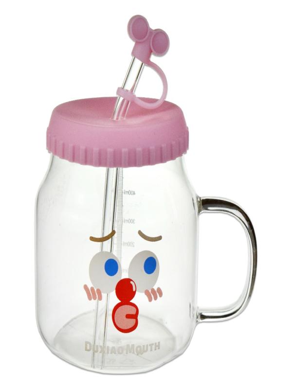 BY COMO SİLİKON KAPAKLI KULPLU PİPETLİ BARDAK COM-073