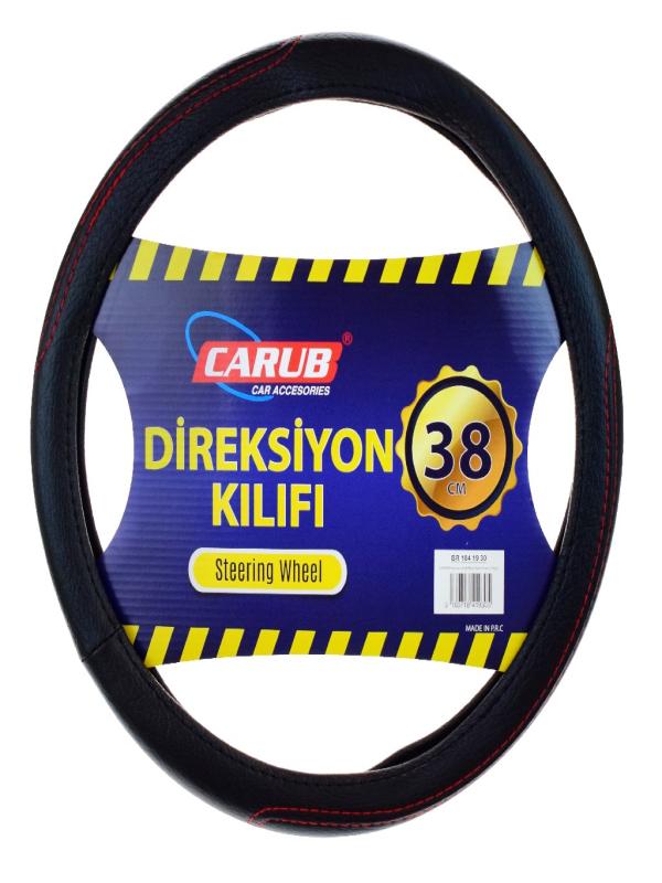 CARUB DİREKSİYON KILIFI 38 CM SİYAH KIRMIZI DİKİŞLİ 184 19 30