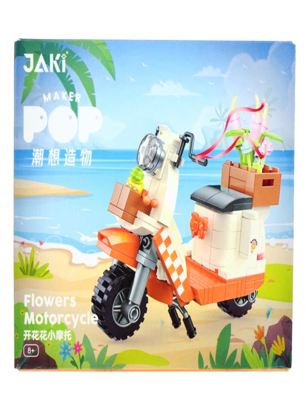 ÇİÇEKÇİ MOTOSİKLETİ TURUNCU BLOK OYUNCAK JK8310