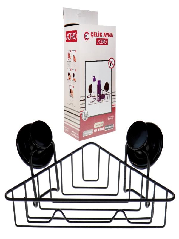 ÇLK VAKUMLU KÖŞE BANYO RAFI TEKLİ SİYAH 20222