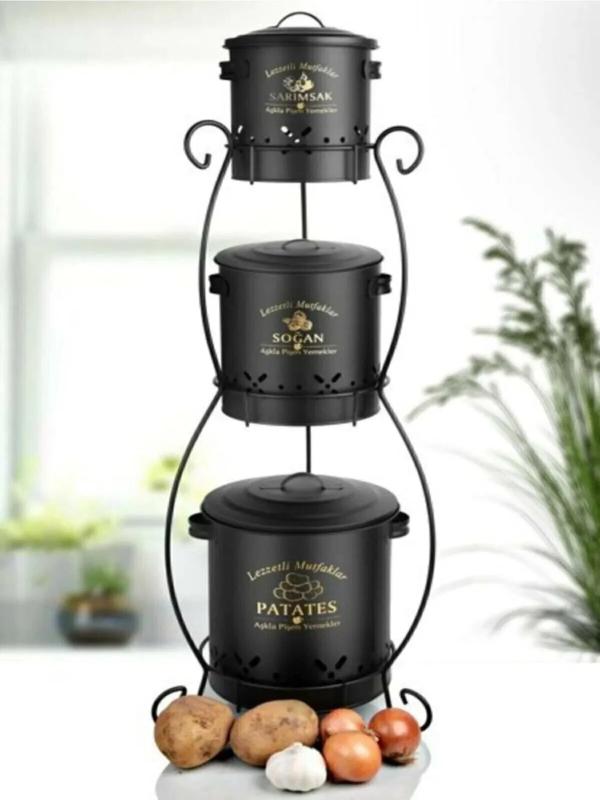 ÇLK YM-1040 EKO METAL PATATES SOĞAN SARIMSAK KOVASI 3 LÜ