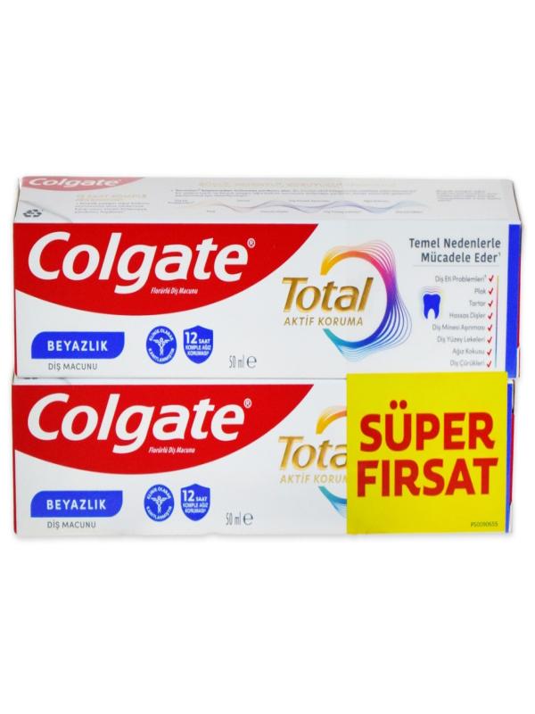 COLGATE TOTAL BEYAZ 2*50 ML DİŞ MACUNU