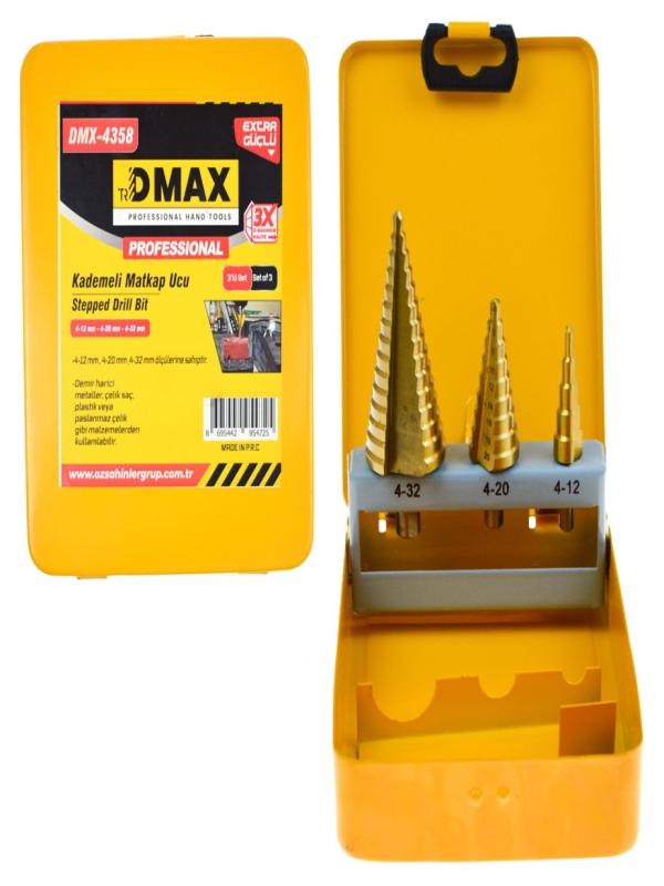DMAX KADEMELİ MATKAP UÇ SETİ 3 PRÇ 4358