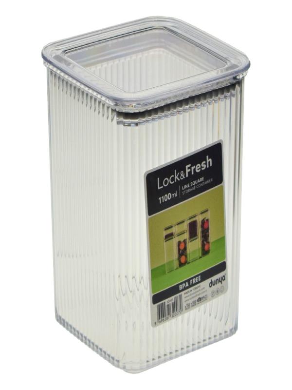 DÜNYA PLS ÇİZGİ DESENLİ KARE SAKLAMA KABI 1100ML 32007