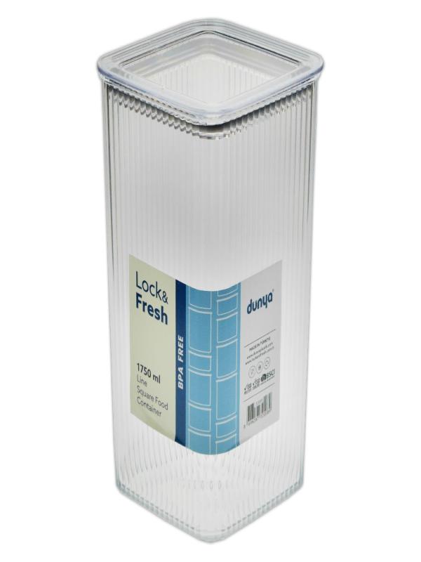 DÜNYA PLS ÇİZGİ DESENLİ KARE SAKLAMA KABI 1750ML 32008