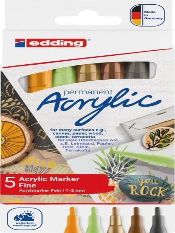 EDDİNG AKRİLİK MARKÖR İNCE UÇLU 5 Lİ SET NATUREL E-5300