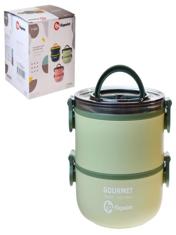 FİXPOİNT ÇELİK BESLENME KABI İKİ KATLI 1200ML P-1802