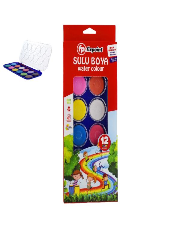 FİXPOİNT LÜKS KUTULU SULU BOYA 12 RENK BÜYÜK P-1756