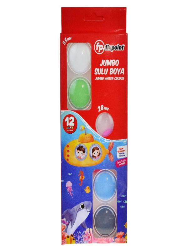 FİXPOİNT LÜKS KUTULU SULU BOYA 12 RENK JUMBO P-9984