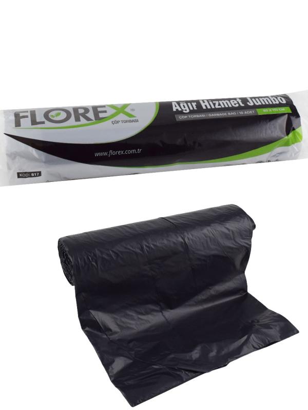 FLOREX AĞIR HİZMET JUMBO ÇÖP POŞETİ KOD:617 (80x110 700 gr)