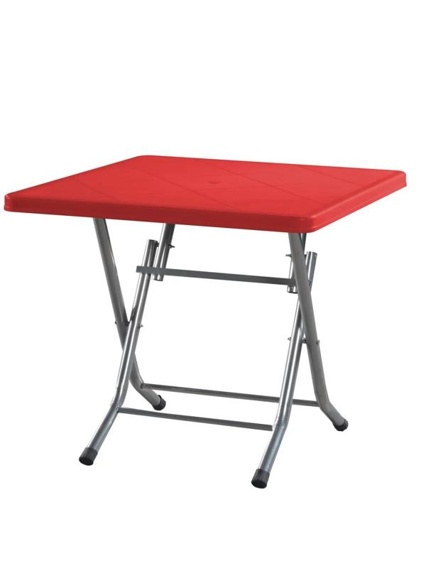 FLORYA METAL AYAK PLASTİK MASA KIRMIZI 80*80