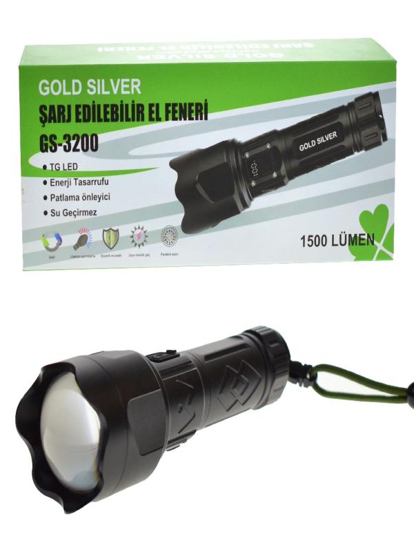 GOLD SİLVER ŞARJLI FENER 1500LÜMEN GS-3200