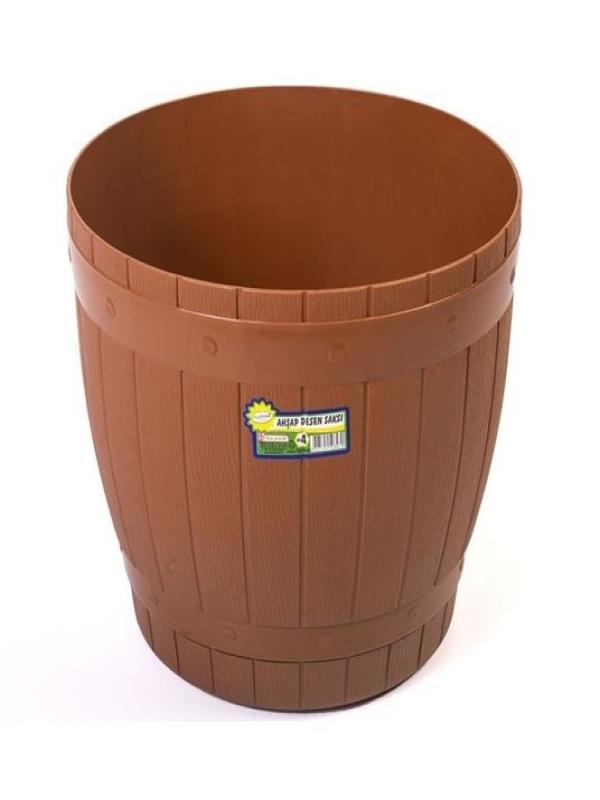Hak Pls Naturel Ahşap Desen Saksi No:4 (9Lt) Hp184