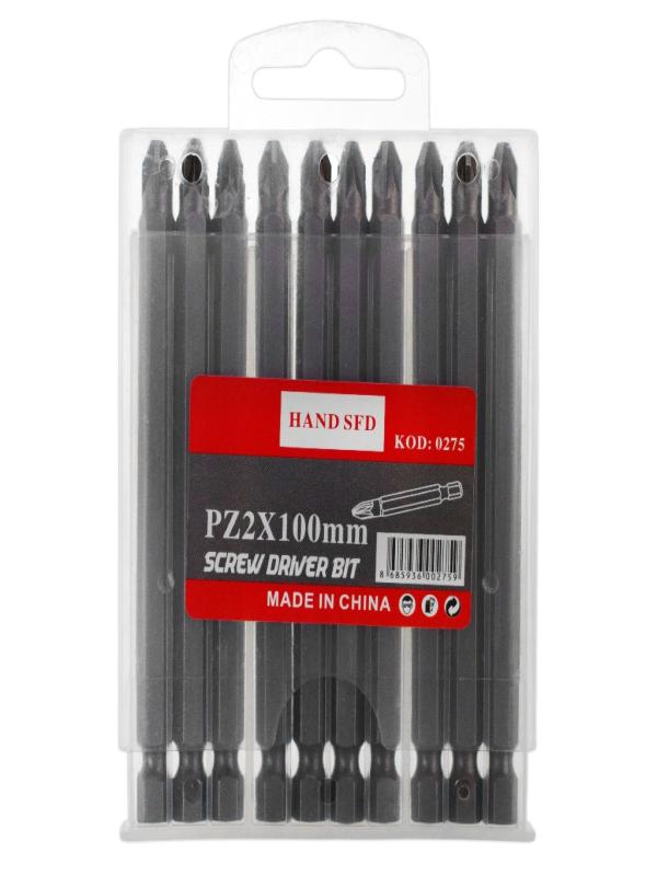 HAND SFD PZ2*100MM BİTS TORNAVİDA UCU 275 10LU