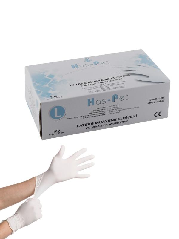 HAS-PET LATEKS MUAYENE ELDİVENİ PUDRASIZ L BEYAZ