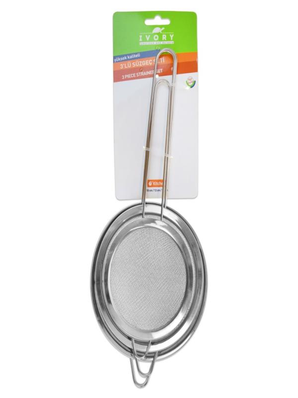 IVORY 3 LÜ METAL SÜZGEÇ SETİ 10-12-14 CM IVO-SZG107