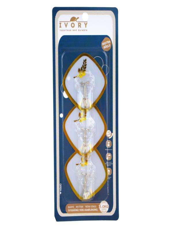 IVORY METAL KANCALI YAPIŞKANLI ASKI 3 LÜ IVO-ASK347
