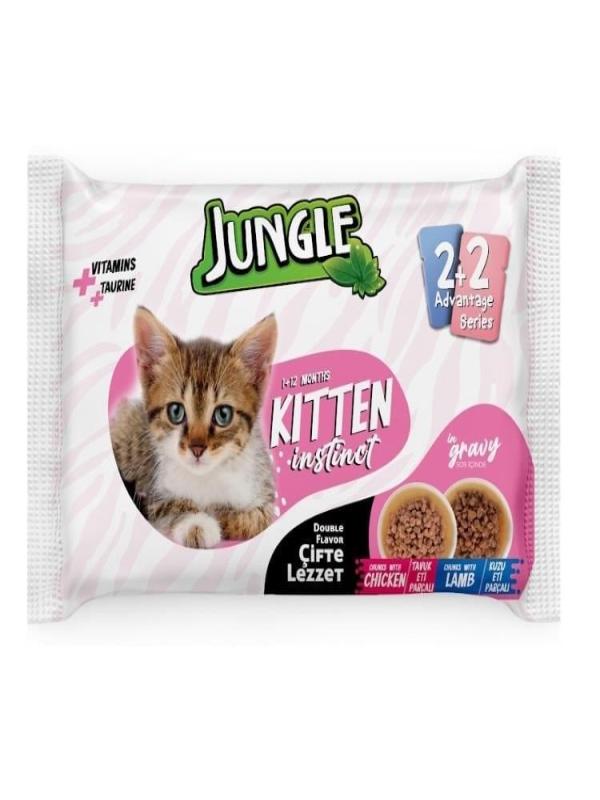 JUNGLE YAVRU KEDİ TAVUK-KUZU 4*100 GR