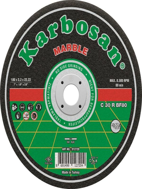 KARBOSAN MERMER KESİCİ BOMBELİ 180*3.2*22.23 ART NO:912720