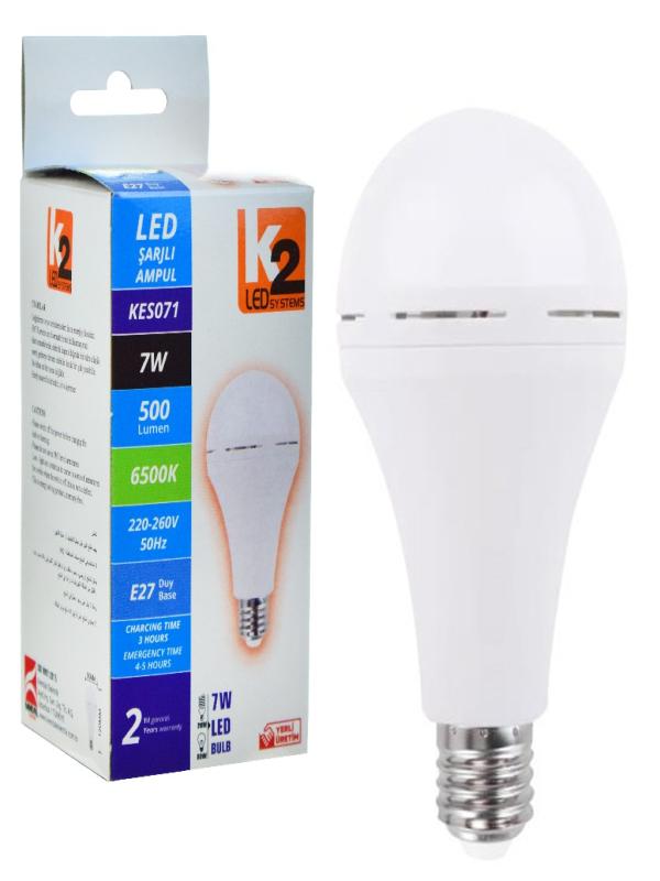 KENDAL ŞARJLI LED BEYAZ AMPUL KES071 7W